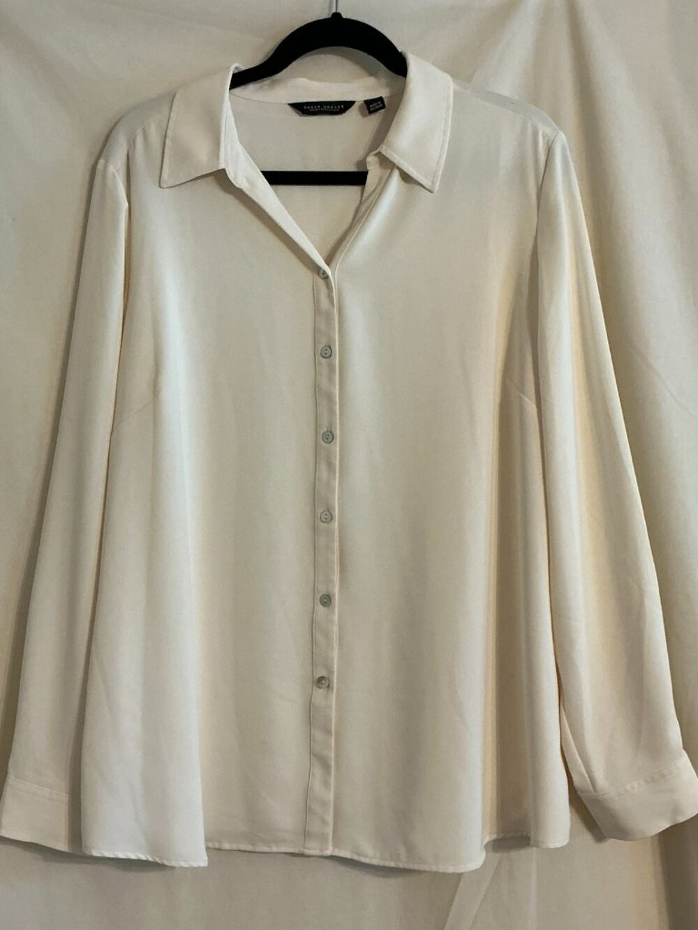 SUSAN GRAVER Women's CREAMY WHITE Collared Button-Down Long Sleeve Blouse XL
